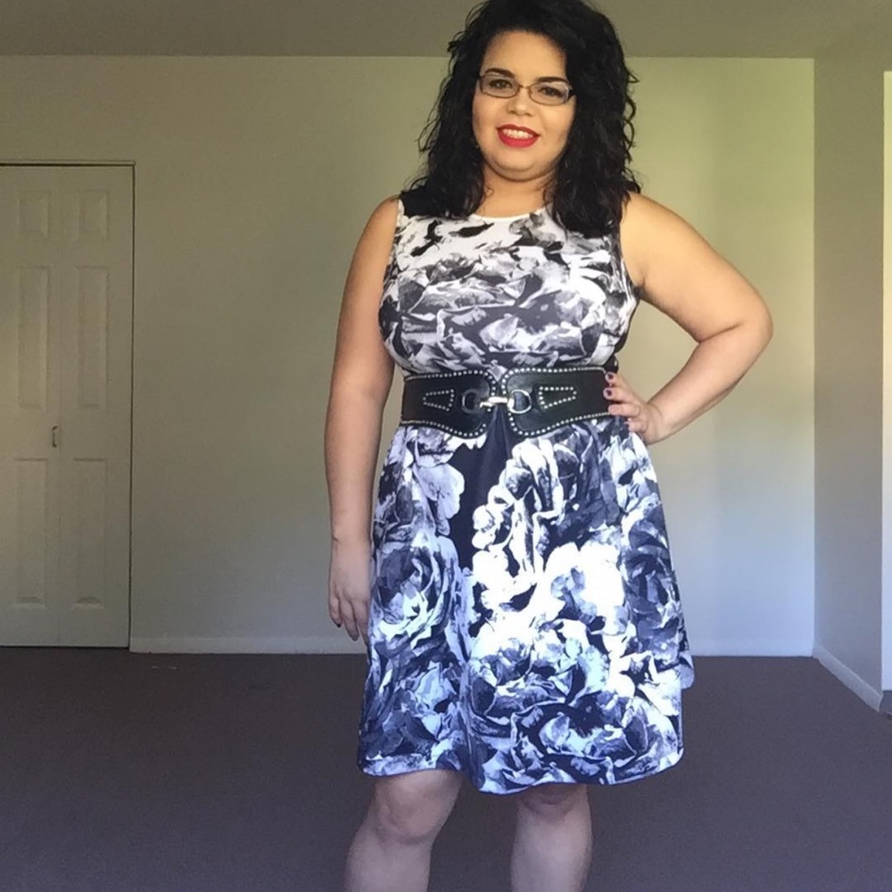 Black and white floral dress 👗